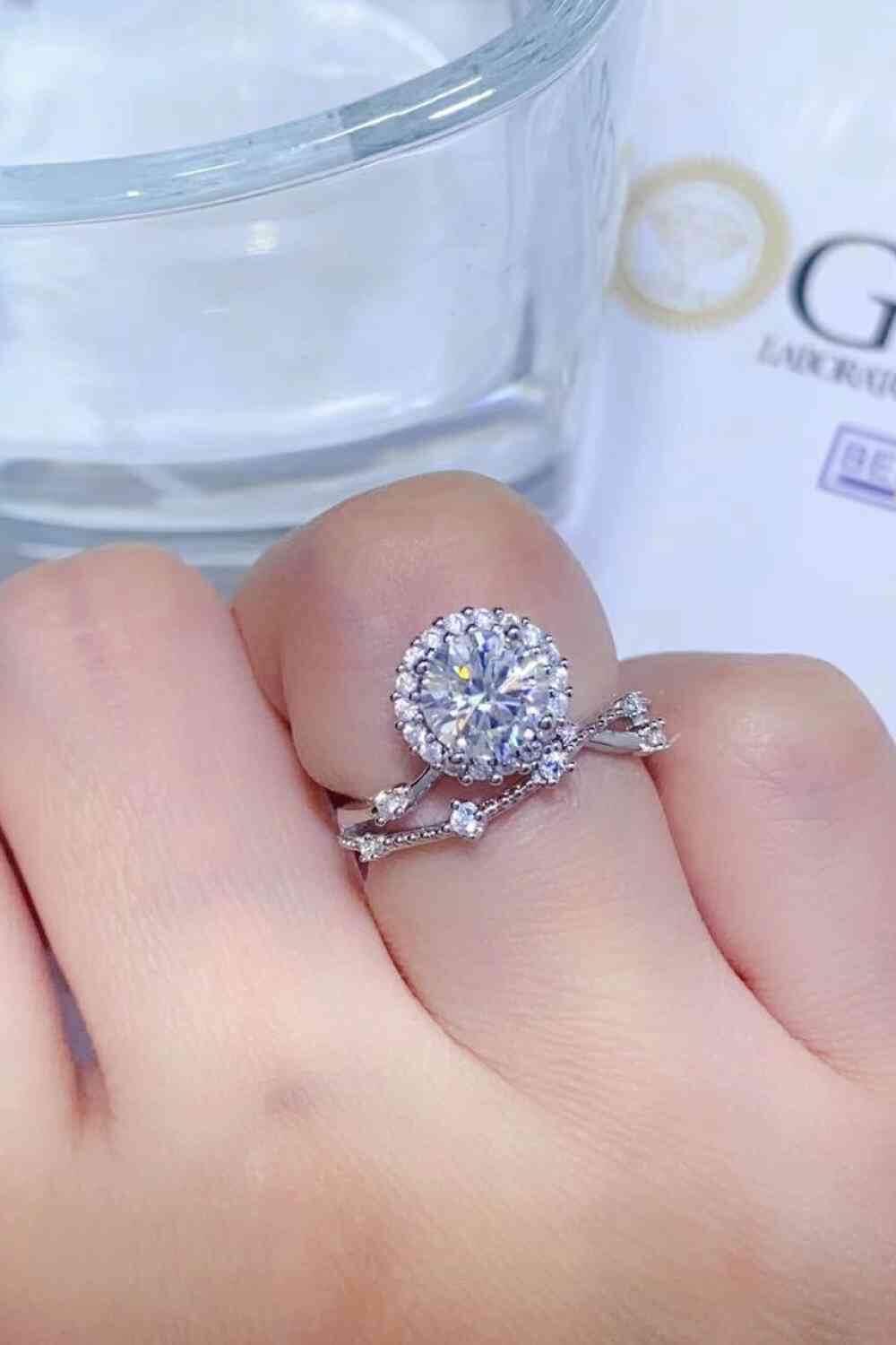 1 Carat Moissanite Platinum-Plated Ring - Clothes For Her Online Store