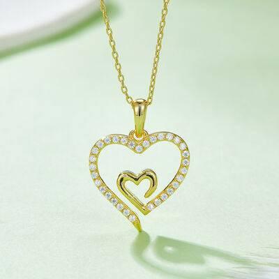 Moissanite 925 Sterling Silver Heart Pendant Necklace - Clothes For Her Online Store