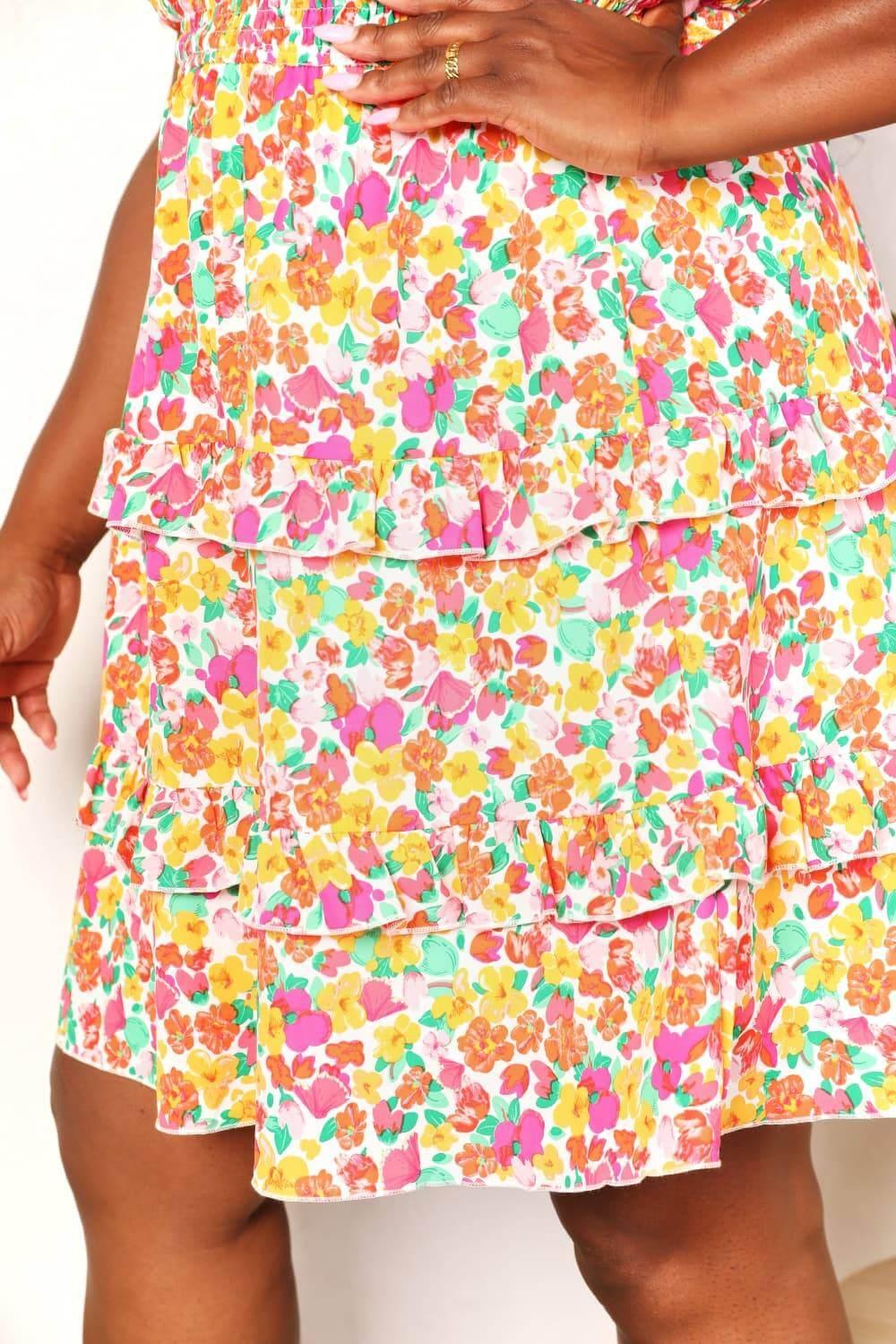 Devine Smocked Sweetheart Neck Flounce Sleeve Mini Dress - Clothes For Her Online Store