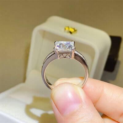 3 Carat Moissanite 925 Sterling Silver Square Shape Ring - Clothes For Her Online Store