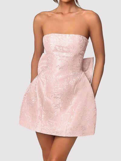 Lace-Up Sleeveless Satin Mini Dress with Bow - Clothes For Her Online Store