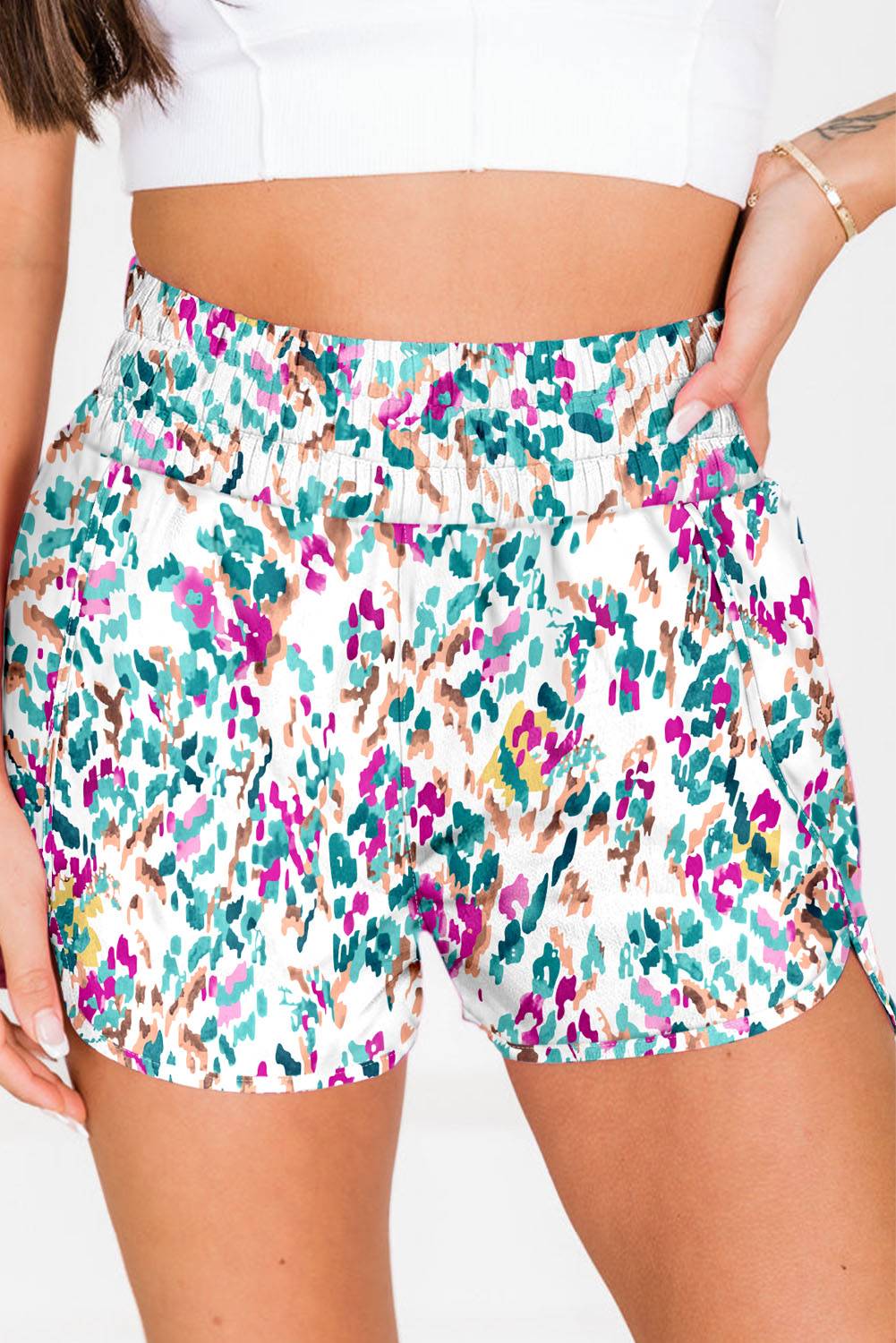 Printed High Waist Shorts - Clothes For Her Online Store