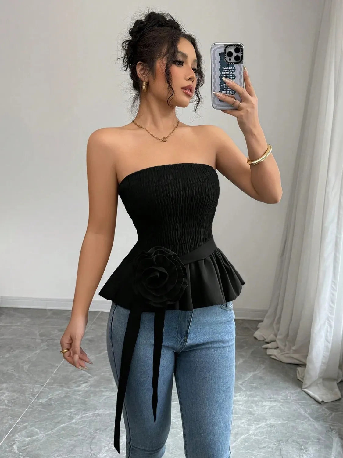 Flower Smocked Tube Top