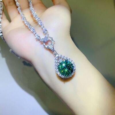 10 Carat Moissanite 925 Sterling Silver Teardrop Shape Necklace - Clothes For Her Online Store