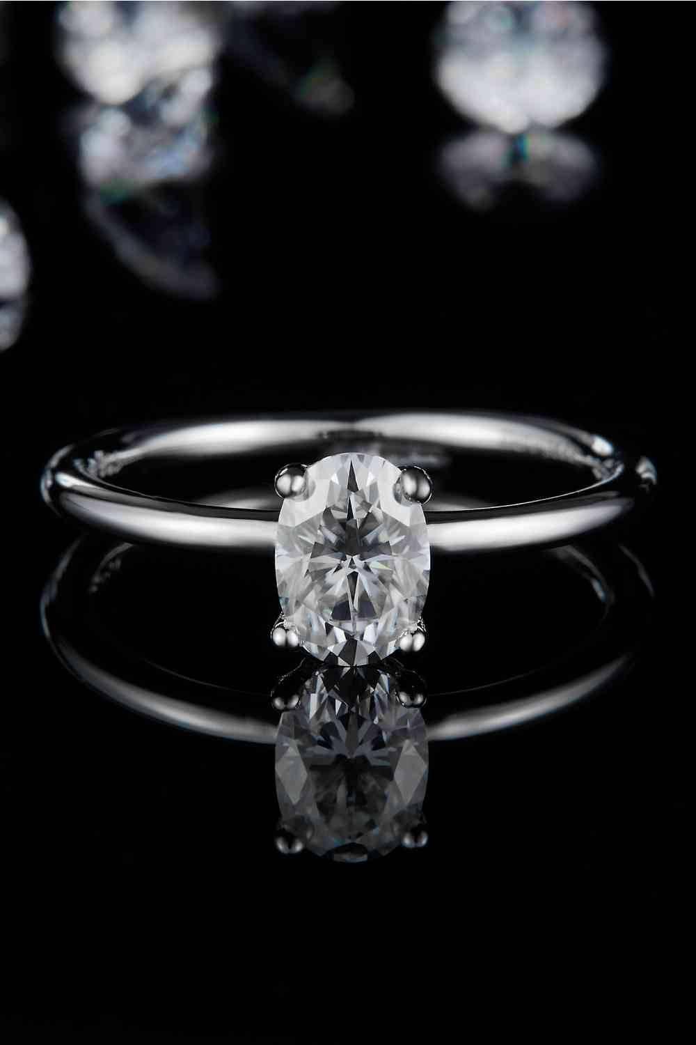 1 Carat Moissanite 925 Sterling Silver Solitaire Ring - Clothes For Her Online Store