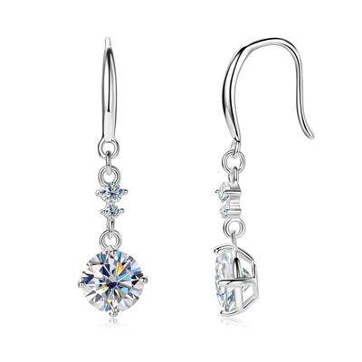 2 Carat Moissanite 925 Sterling Silver Earrings - Clothes For Her Online Store