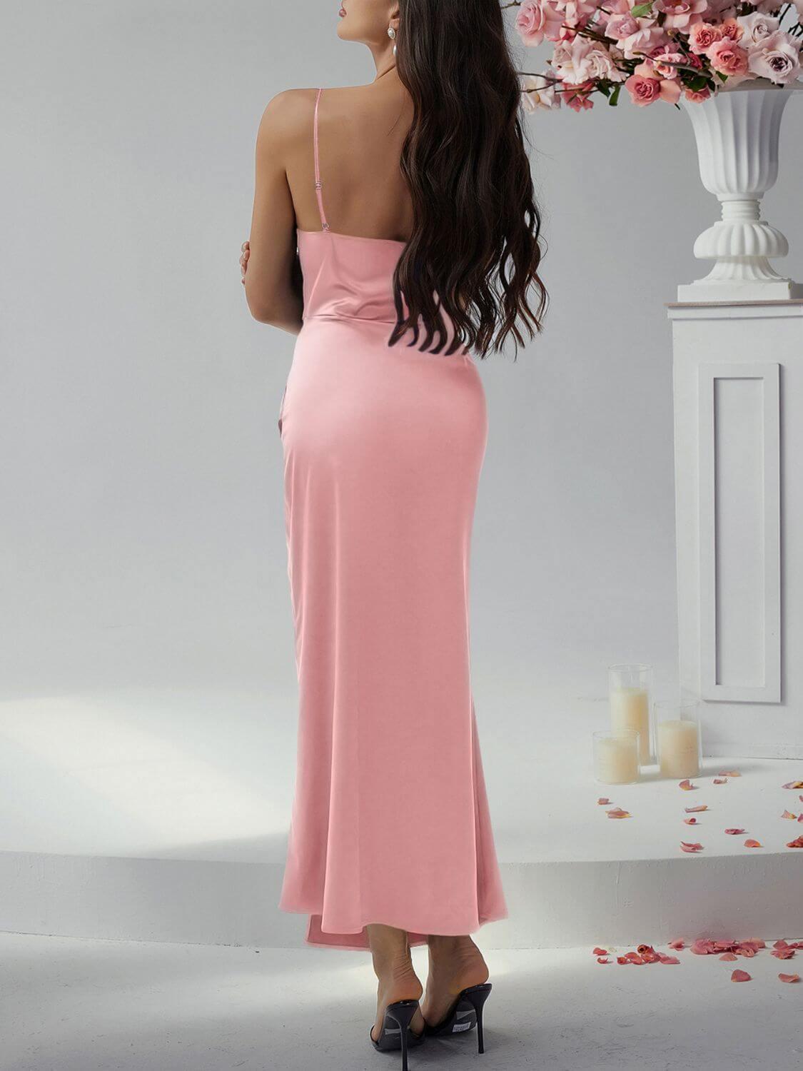 Devine Slit Ruched Maxi Cami Dress - Clothes For Her Online Store