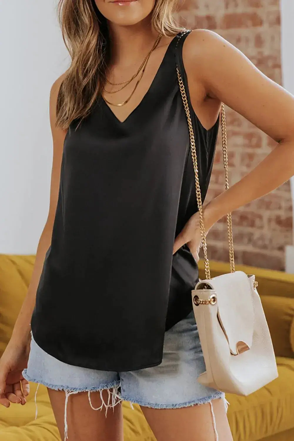 V-Neck Wide Strap Tank - Clothes For Her Online Store