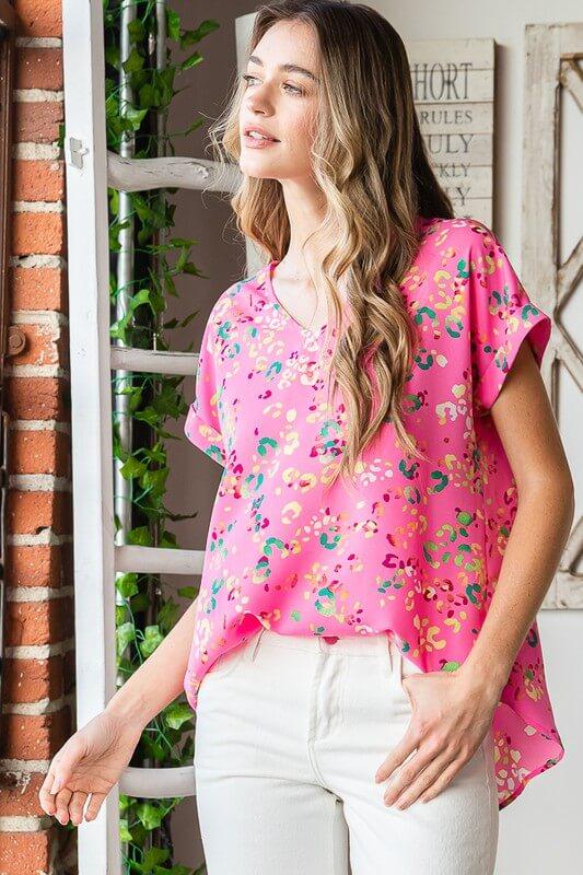 Heimish Full Size Animal print V-Neck Short Sleeve T-Shirt Plus Size - Clothes For Her Online Store
