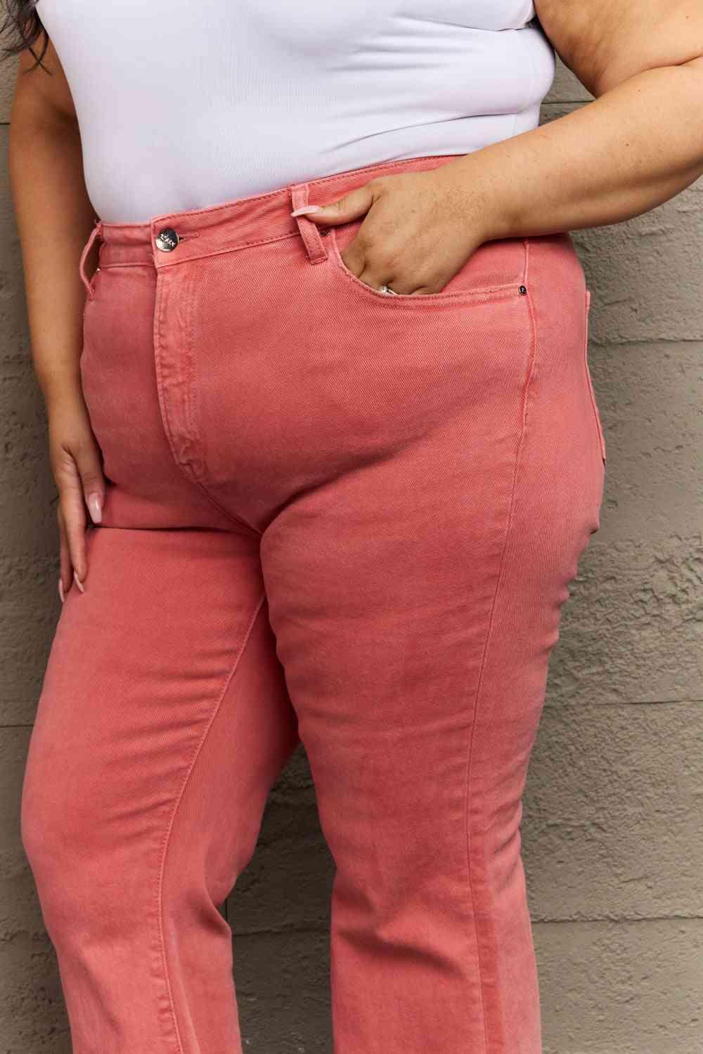 RISEN Bailey Full Size High Waist Side Slit Flare Jeans - Clothes For Her Online Store