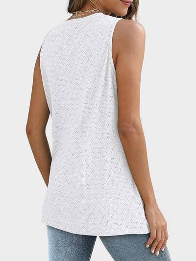 Florira Eyelet Round Neck Tank - Clothes For Her Online Store