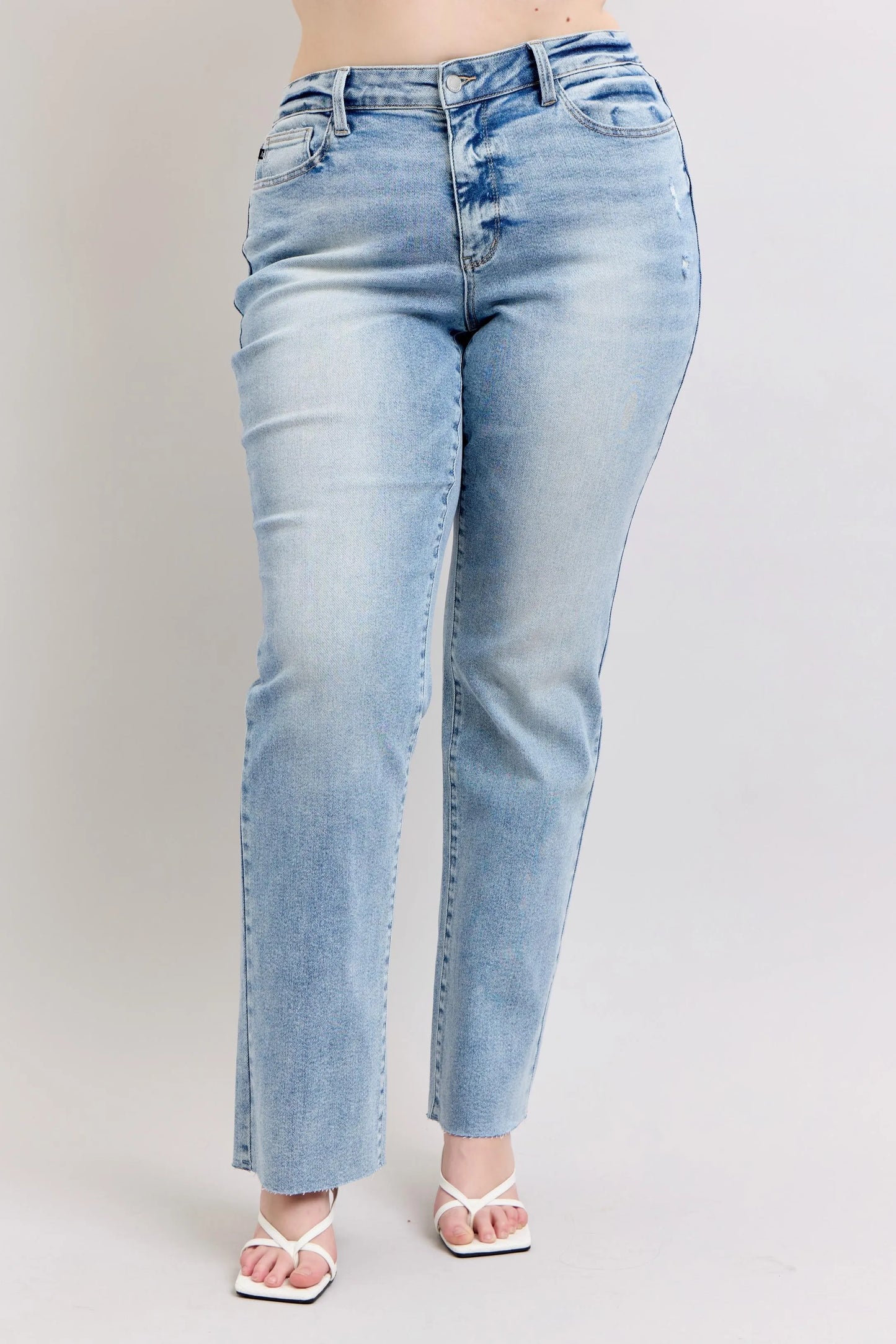 Judy Blue Full Size Midi Rise Light Wash Dad Jeans Plus Size