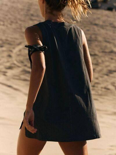 Side Slit V-Neck Tank - Clothes For Her Online Store