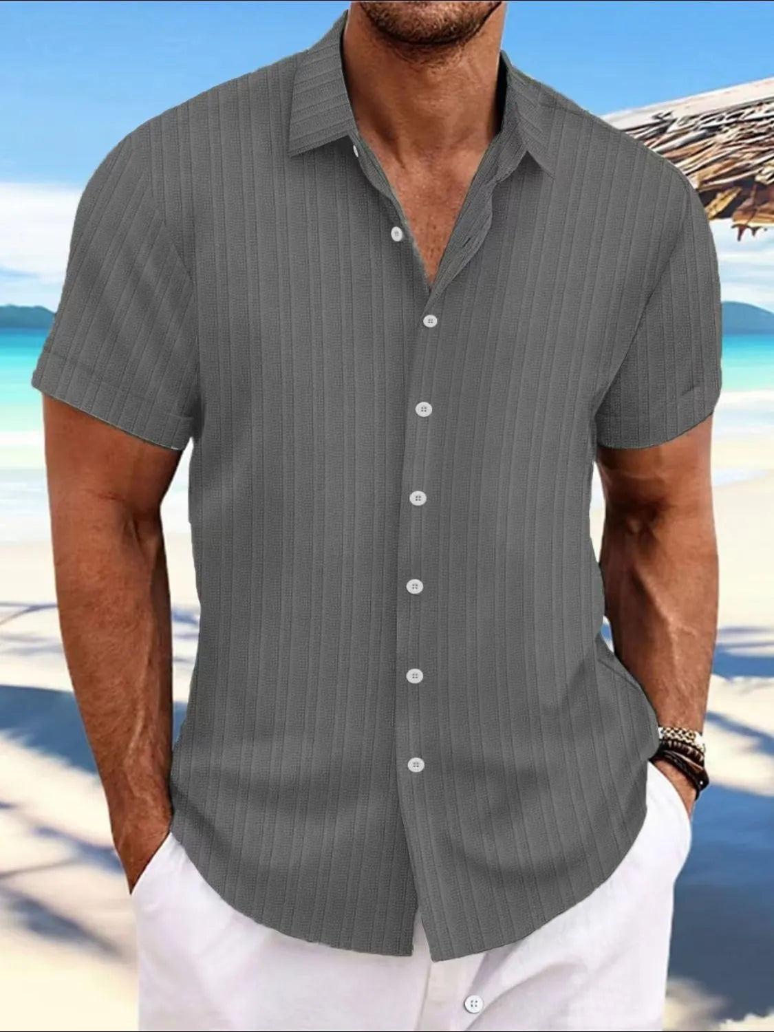 Men's Full Size Button Up Short Sleeve Shirt Plus Size