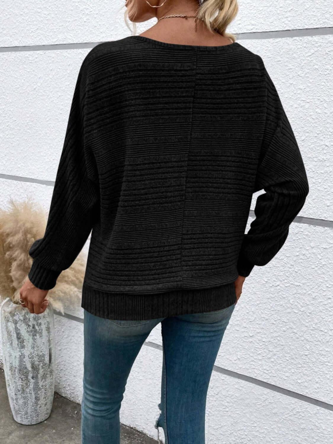 Full Size Round Neck Long Sleeve Top - Clothes For Her Online Store