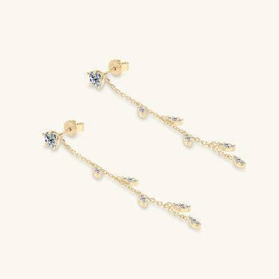 1.38 Carat Moissanite 925 Sterling Silver Leaf Earrings - Clothes For Her Online Store