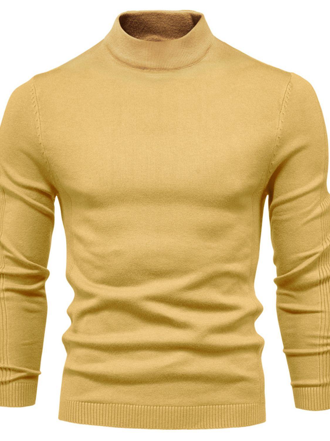 Men's Mock Neck Long Sleeve Sweater - Clothes For Her Online Store