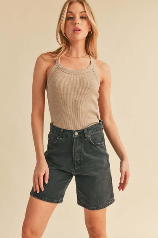 Aemi + Co Scoop Neck Ribbed Tank - Clothes For Her Online Store