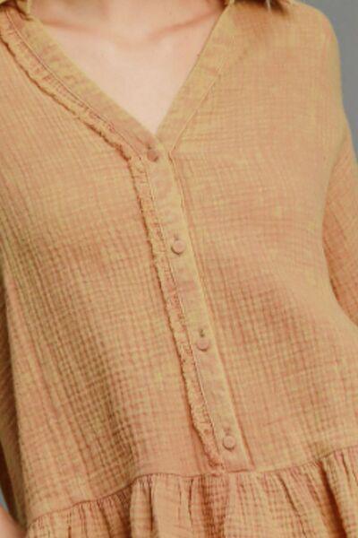 Umgee Full Size Mineral Washed Cotton Gauze Top Plus Size - Clothes For Her Online Store