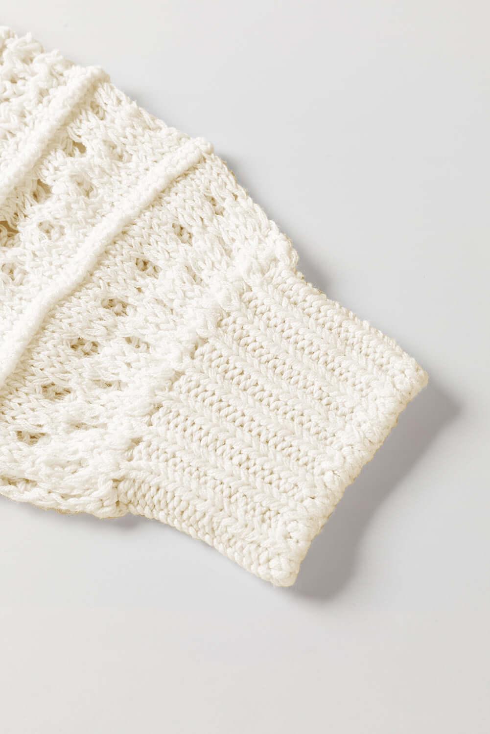 Pointelle Knit Puff Sleeve Sweater - Clothes For Her Online Store
