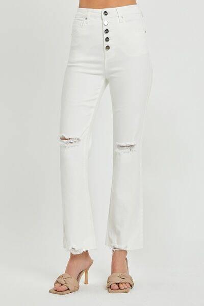 RISEN Full Size High Rise Button Fly Straight Ankle Jeans - Clothes For Her Online Store