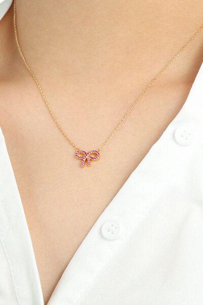 925 Sterling Silver Bow Necklace - Clothes For Her Online Store