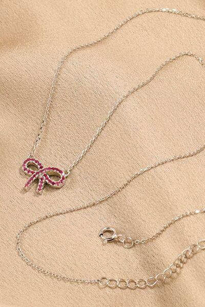 925 Sterling Silver Bow Necklace - Clothes For Her Online Store