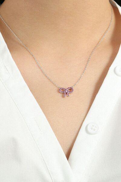 925 Sterling Silver Bow Necklace - Clothes For Her Online Store