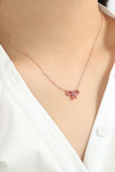 925 Sterling Silver Bow Necklace - Clothes For Her Online Store