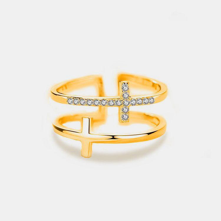 925 Sterling Silver Inland Zircon Cross Ring - Clothes For Her Online Store