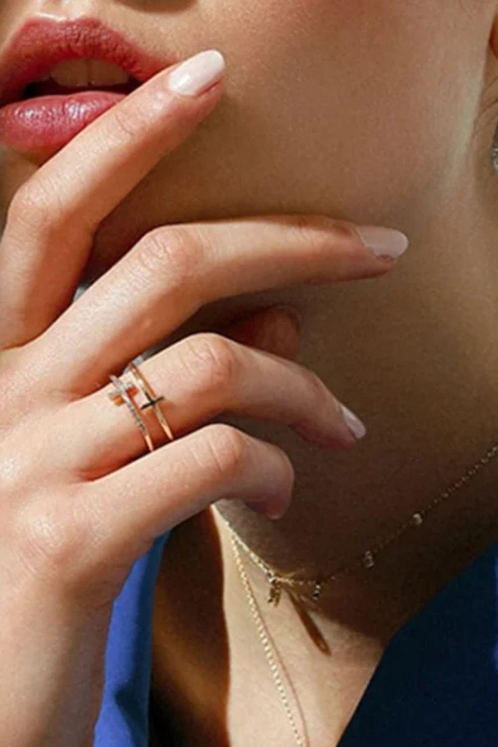 925 Sterling Silver Inland Zircon Cross Ring - Clothes For Her Online Store