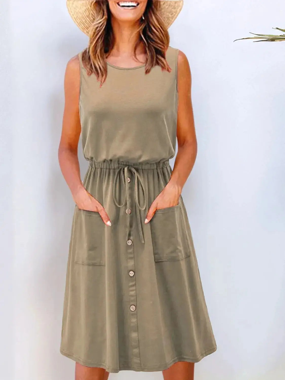 Full Size Round Neck Sleeveless Tank Dress Plus Size - Clothes For Her Online Store