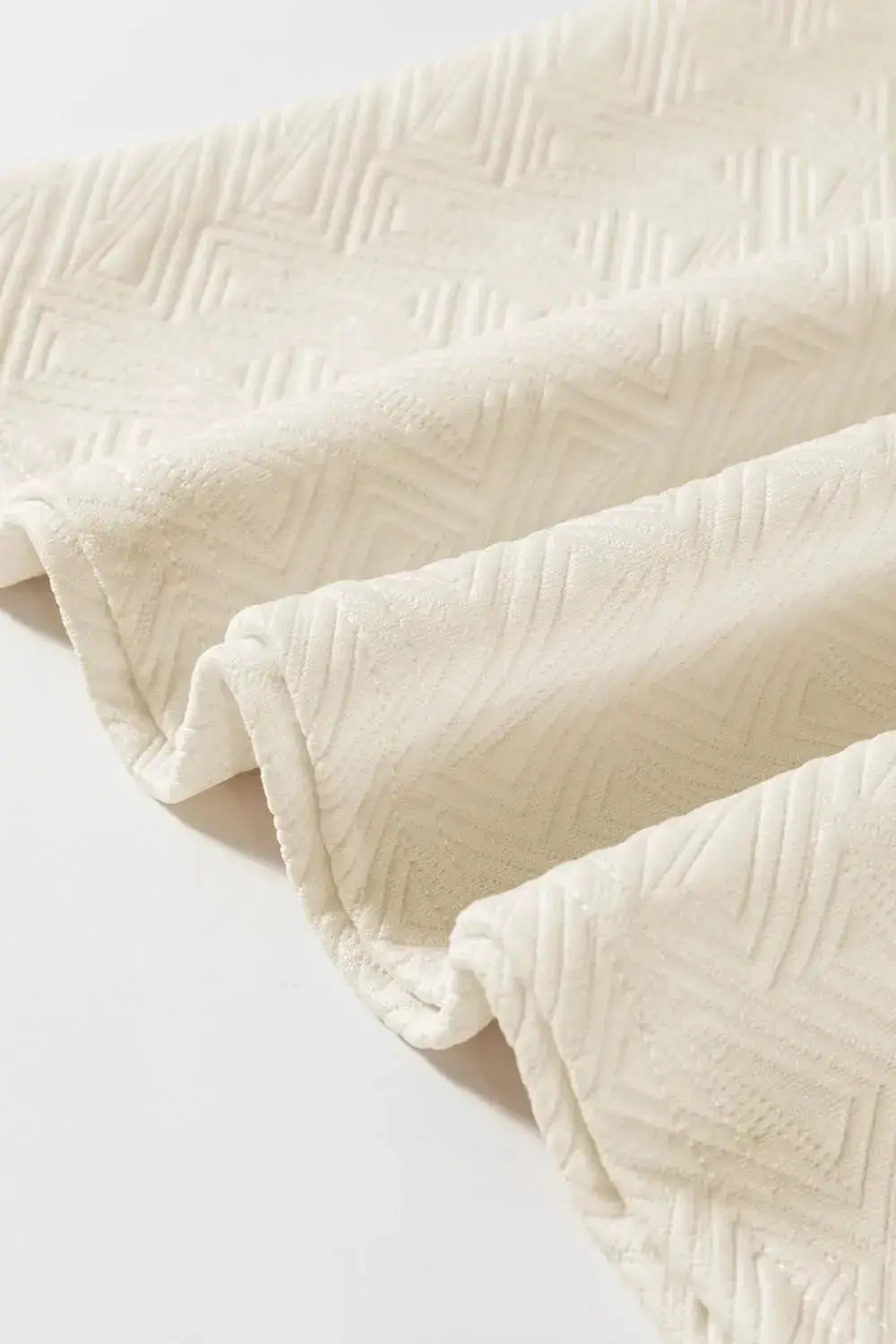 Striped Trim Textured Quarter Zipper Short Sleeve Top - Clothes For Her Online Store