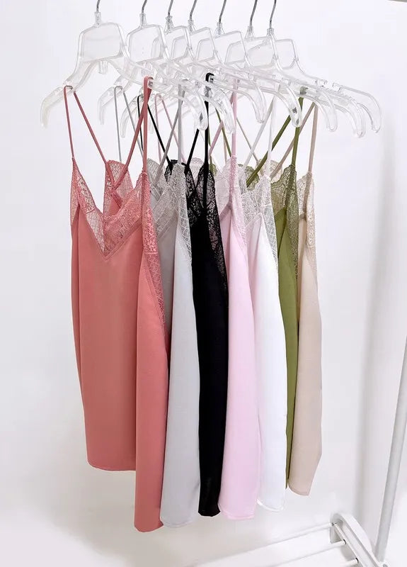 BiBi Lace Cami Solid Tank Top