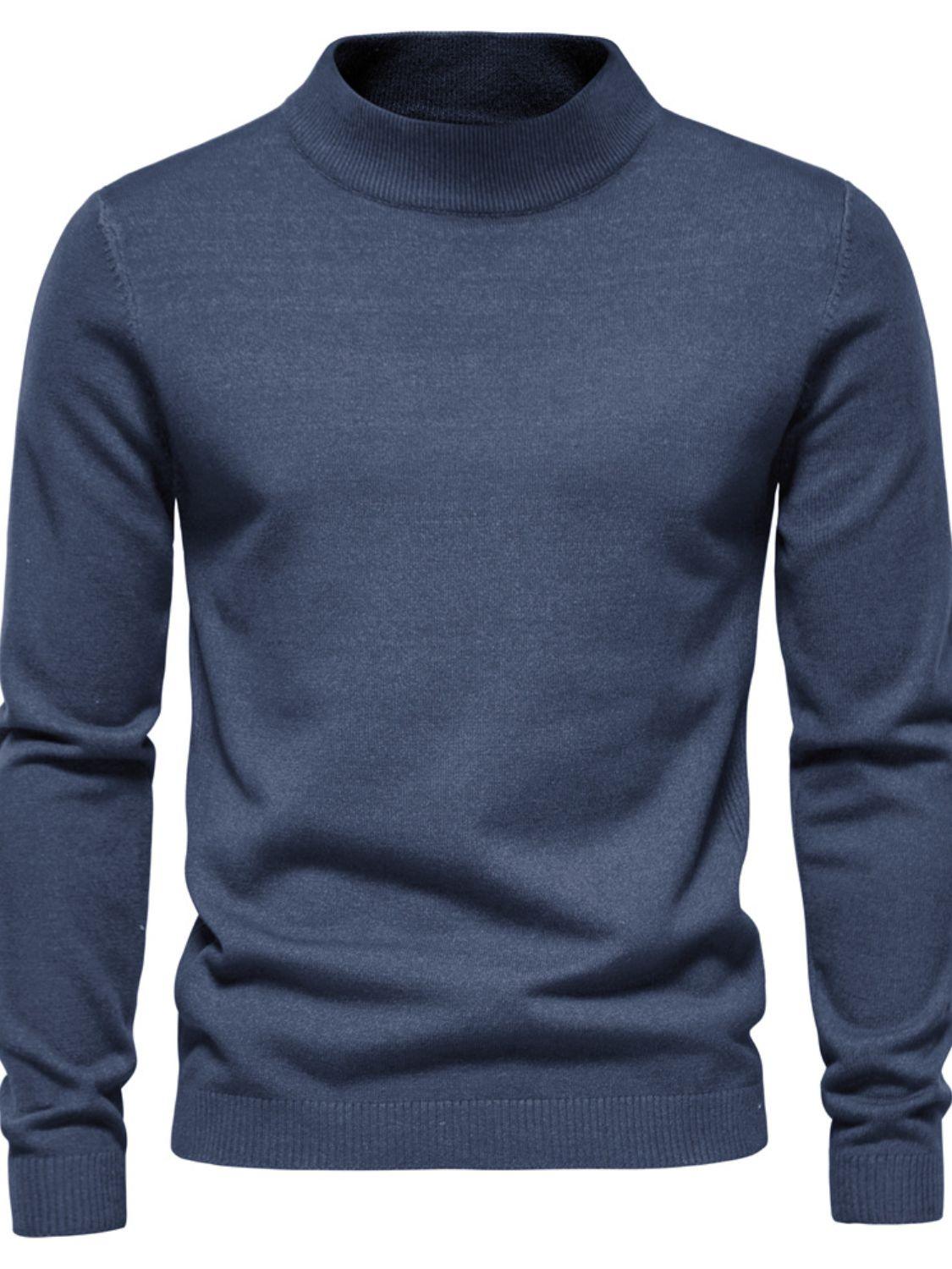 Men's Mock Neck Long Sleeve Sweater - Clothes For Her Online Store