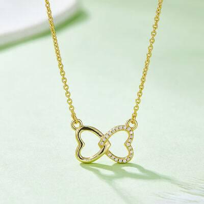 Moissanite 925 Sterling Silver Heart Bow Necklace - Clothes For Her Online Store