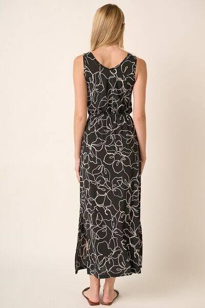 Mittoshop Side Slit Flower Print V-Neck Sleeveless Dress - Clothes For Her Online Store