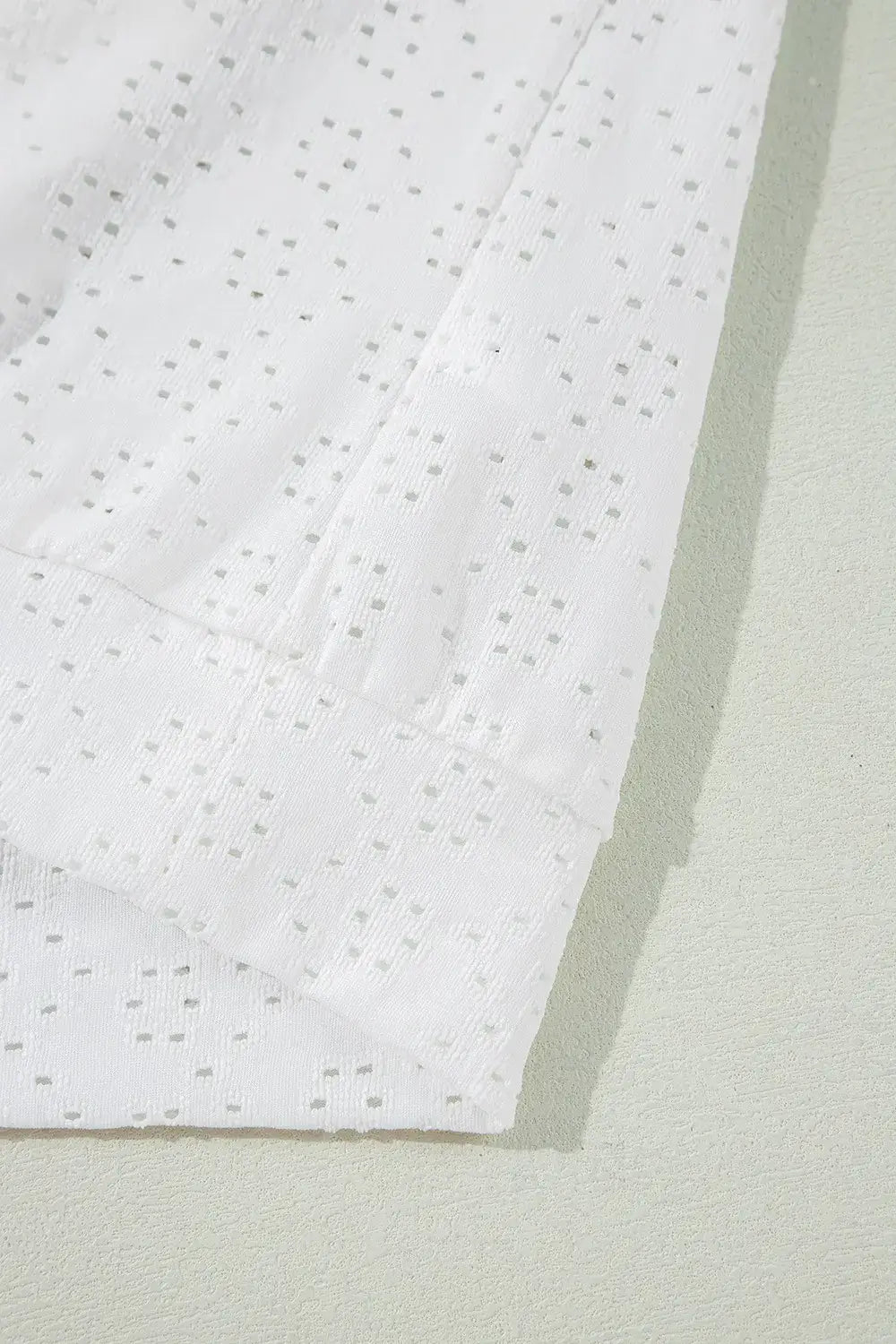 Eyelet Pattern Boat Neck Casual Tee