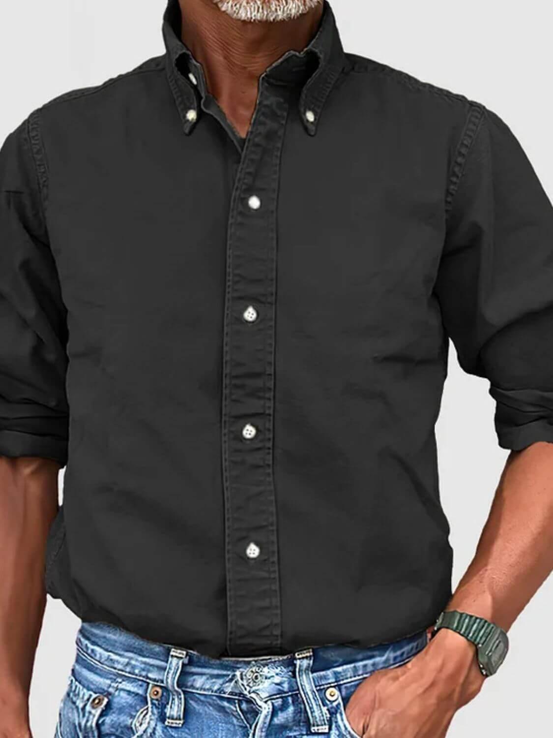 Men's Full Size Collared Neck Button Down Shirt Plus Size - Clothes For Her Online Store