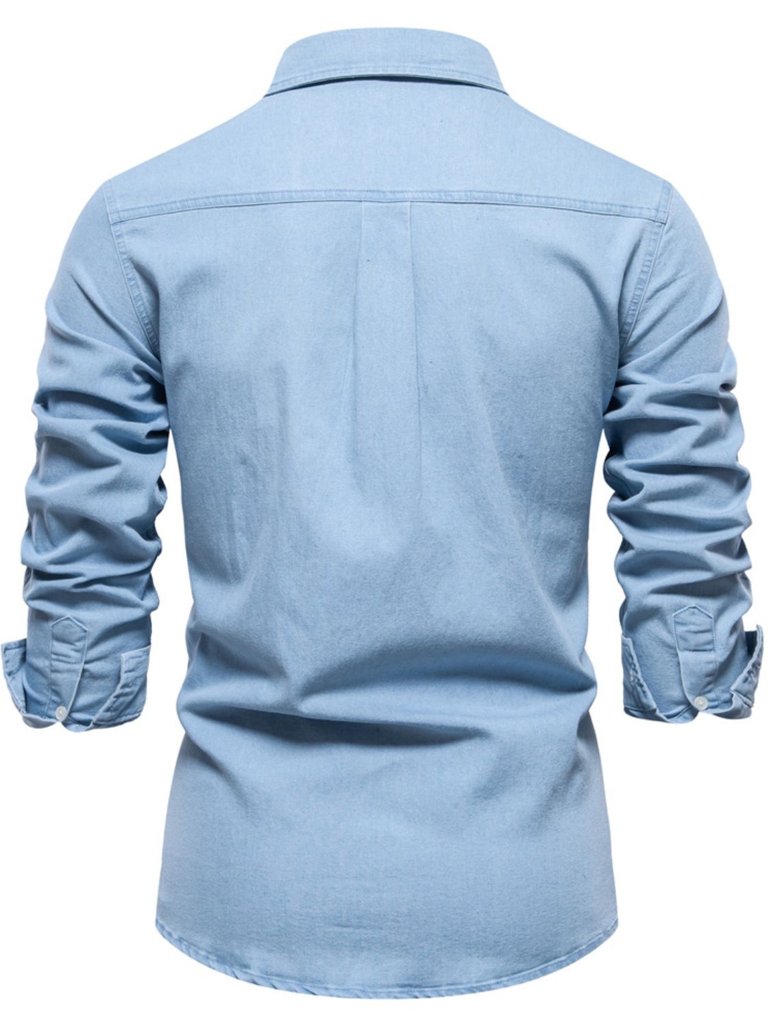 Men's Collared Neck Long Sleeve Denim Shirt - Clothes For Her Online Store