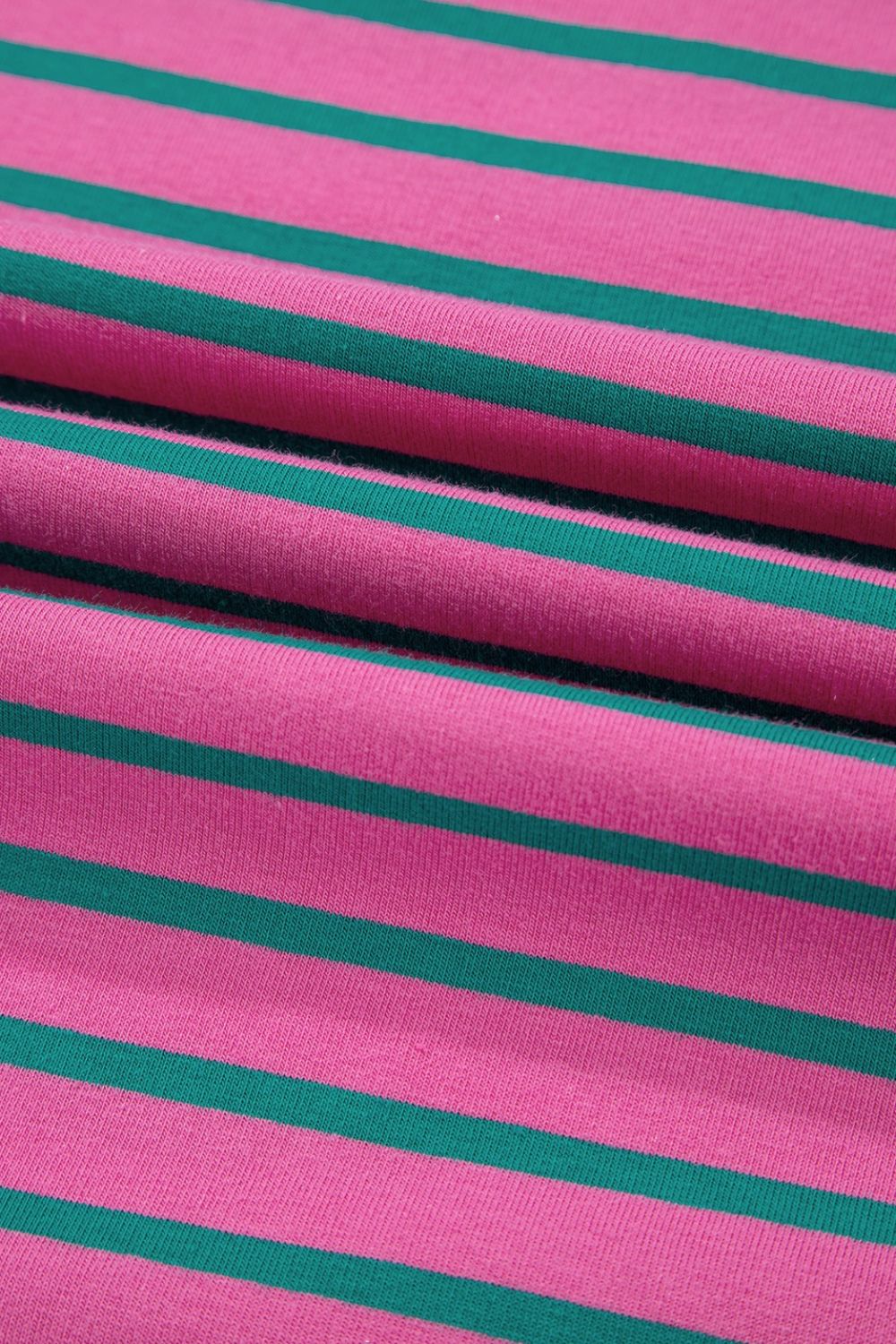 Striped Round Neck Cap Sleeve Blouse - Clothes For Her Online Store