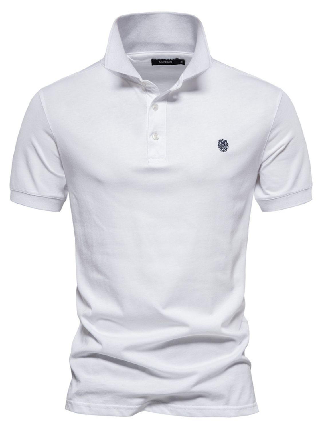 Men's Embroidered Collared Short Sleeve Polo - Clothes For Her Online Store