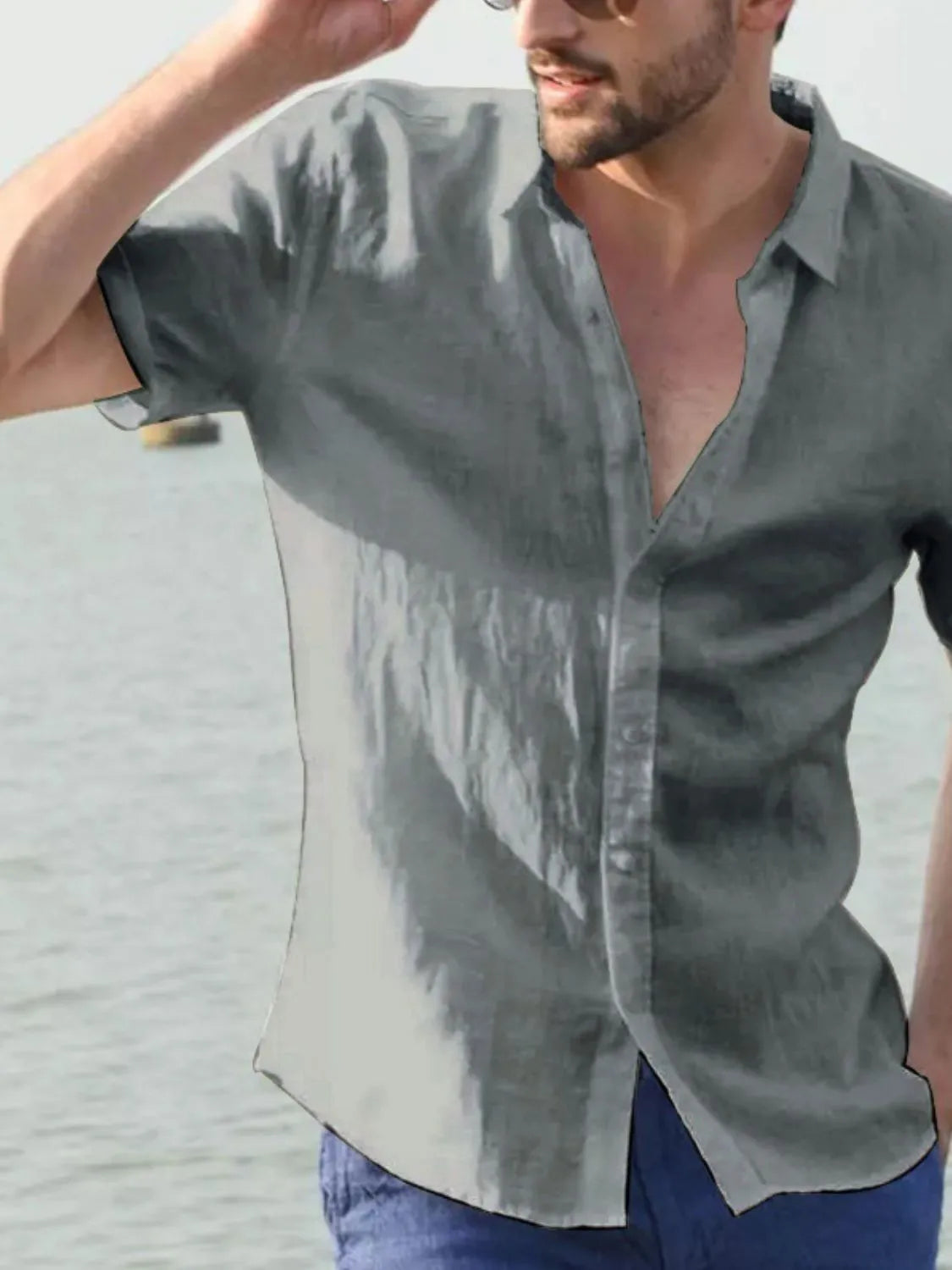 Men's Full Size Button Up Short Sleeve Shirt Plus Size