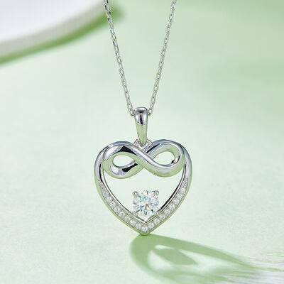 Moissanite 925 Sterling Silver Heart Necklace - Clothes For Her Online Store