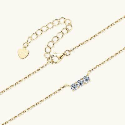 925 Sterling Silver Inlaid Moissanite Bar Necklace - Clothes For Her Online Store