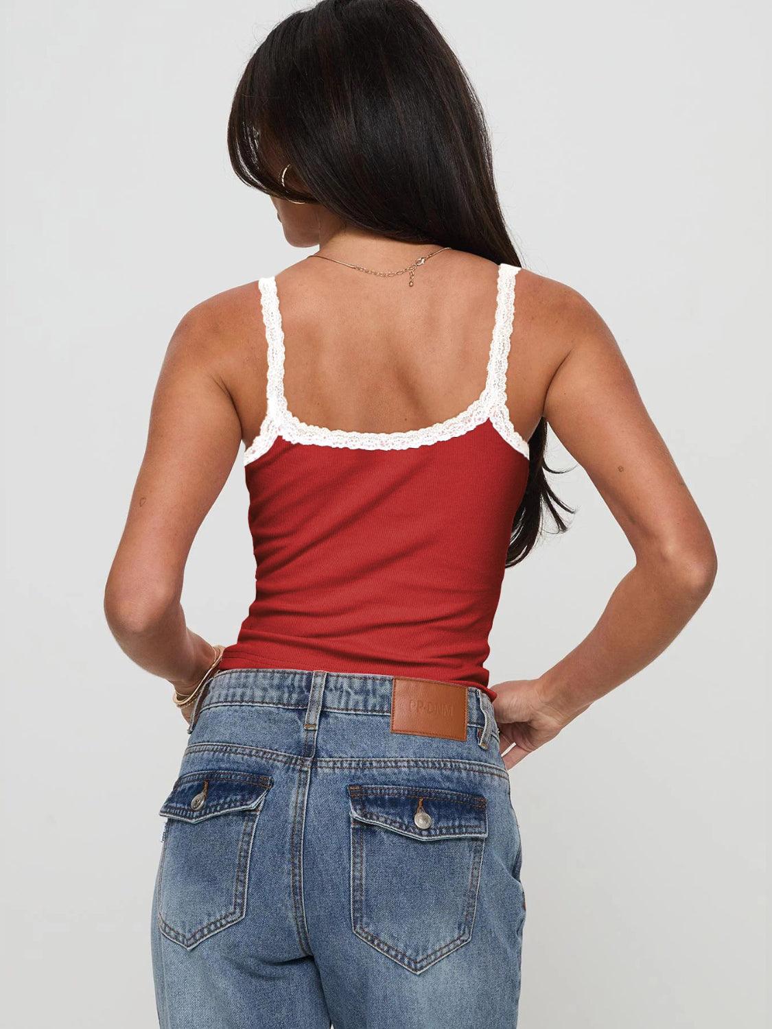 Lace Detail Cropped Cami - Clothes For Her Online Store