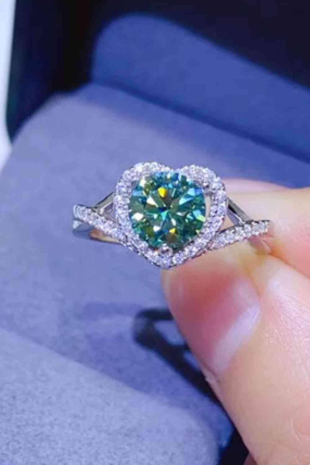Adored 1 Carat Moissanite 925 Sterling Silver Heart Ring - Clothes For Her Online Store