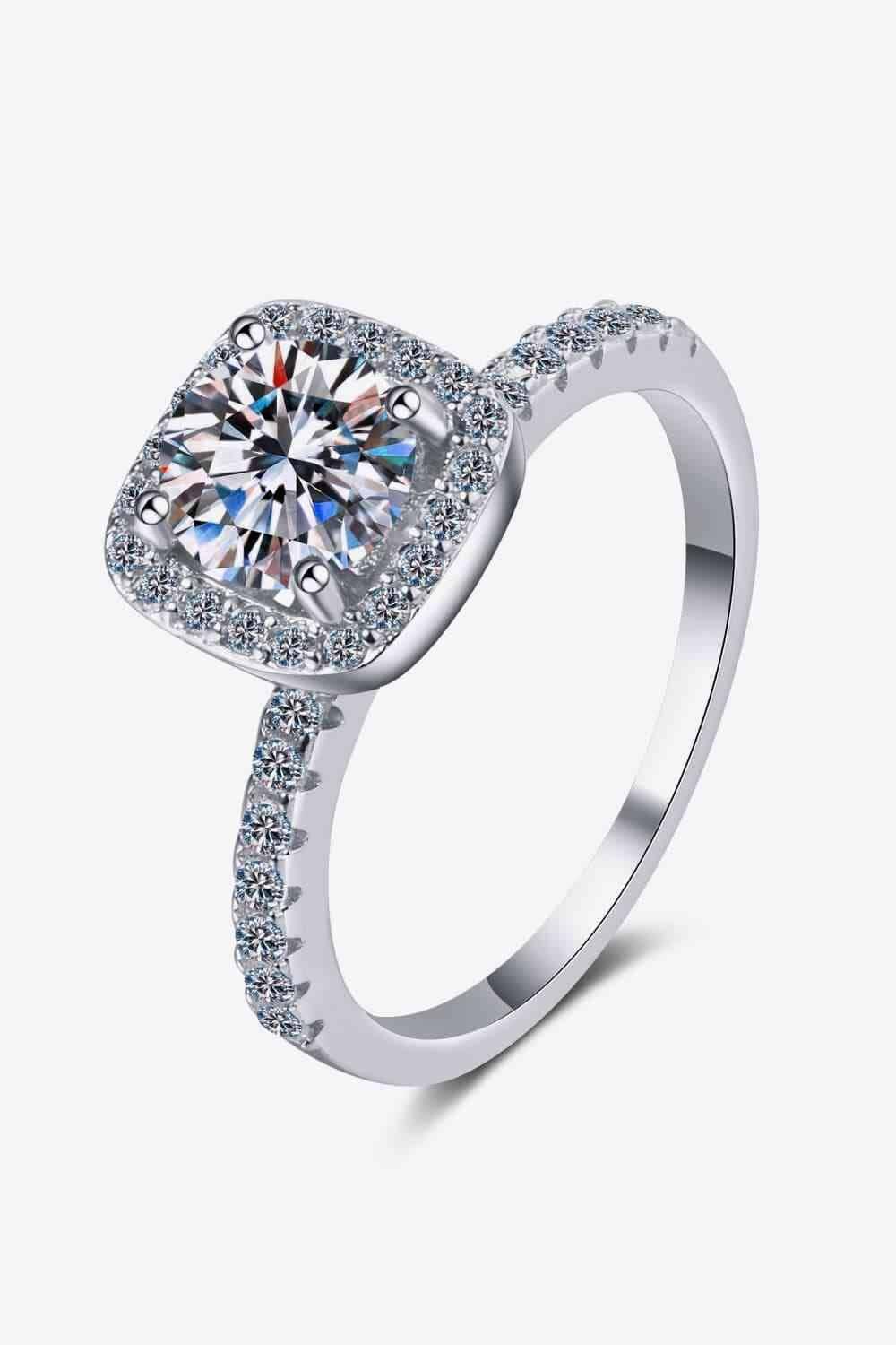 2 Carat Moissanite Square Halo Ring - Clothes For Her Online Store