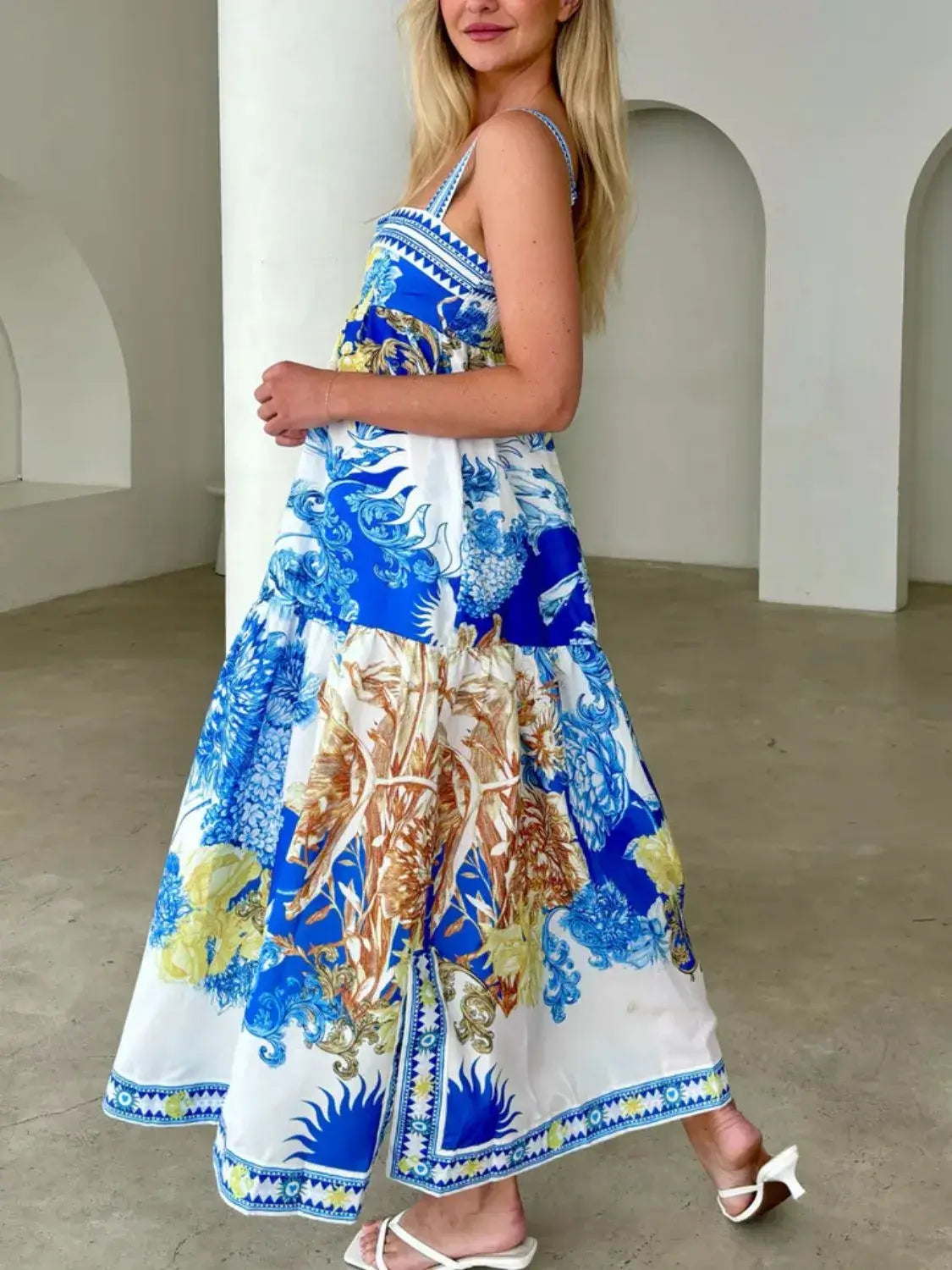 Pocketed Printed Sleeveless Cami Dress