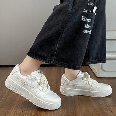 Lace Up Round Toe Platform Sneakers - Clothes For Her Online Store